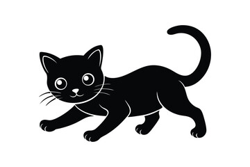 Silhouette art illustration of a minimalist kitten.eps
