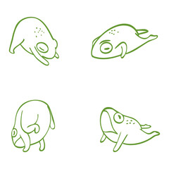 This logo shows a frog in a relaxed lying position, giving a relaxed and peaceful feel.