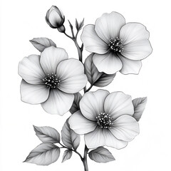 minimal grapevine blossom line,