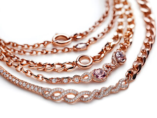 Rose gold necklaces with diamonds and gemstones