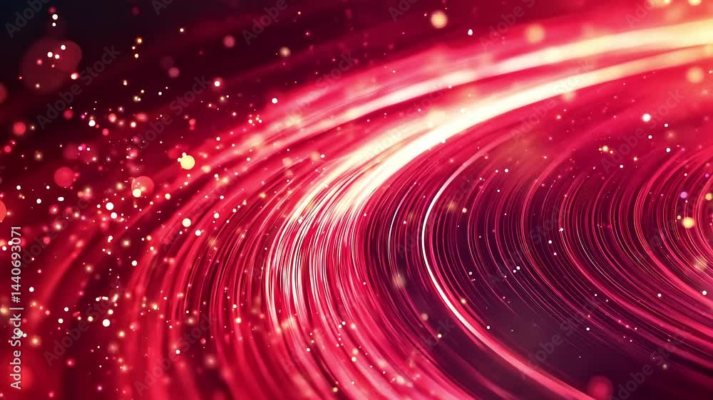 Aufkleber dynamic background of red light streaks and bokeh particles