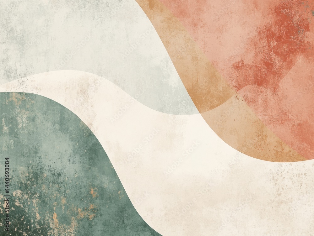 Poster abstract artistic background with curved shapes in muted colors creating a serene and modern visual 