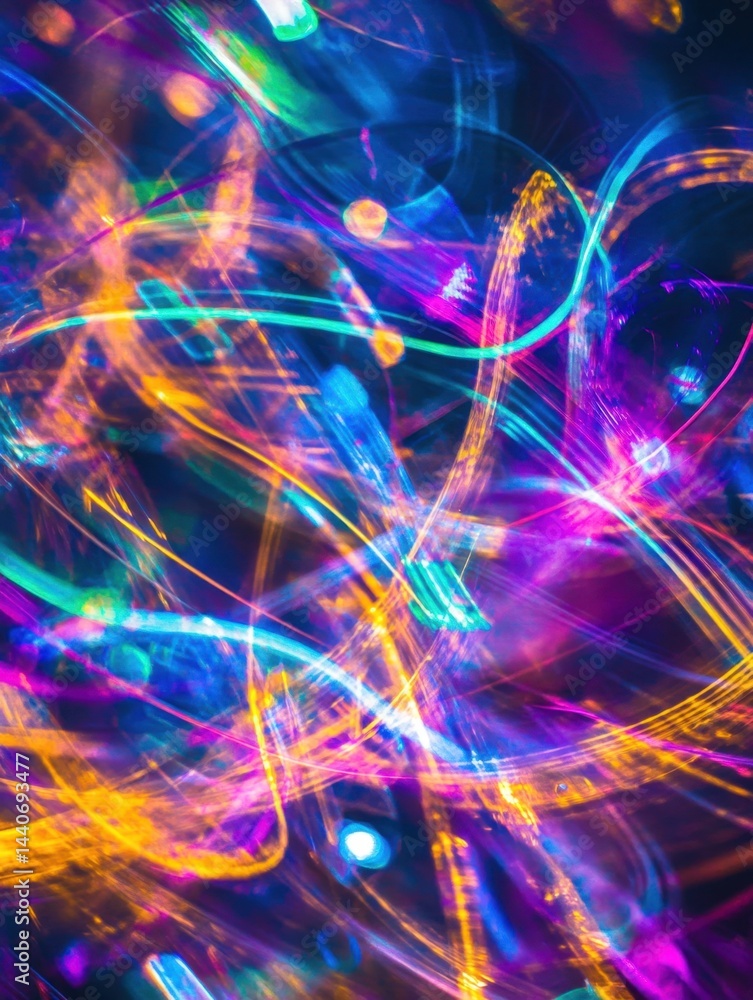 Poster vibrant light painting photography showcasing colorful trails on a dark background creating a dynami