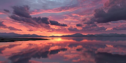 Fototapeta premium Serene Sunset over Still Water