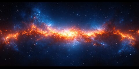 Vibrant cosmic nebula illuminated by stars in deep space galaxy at the edge of the universe