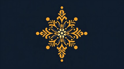 Ornate gold snowflake design on a dark background.