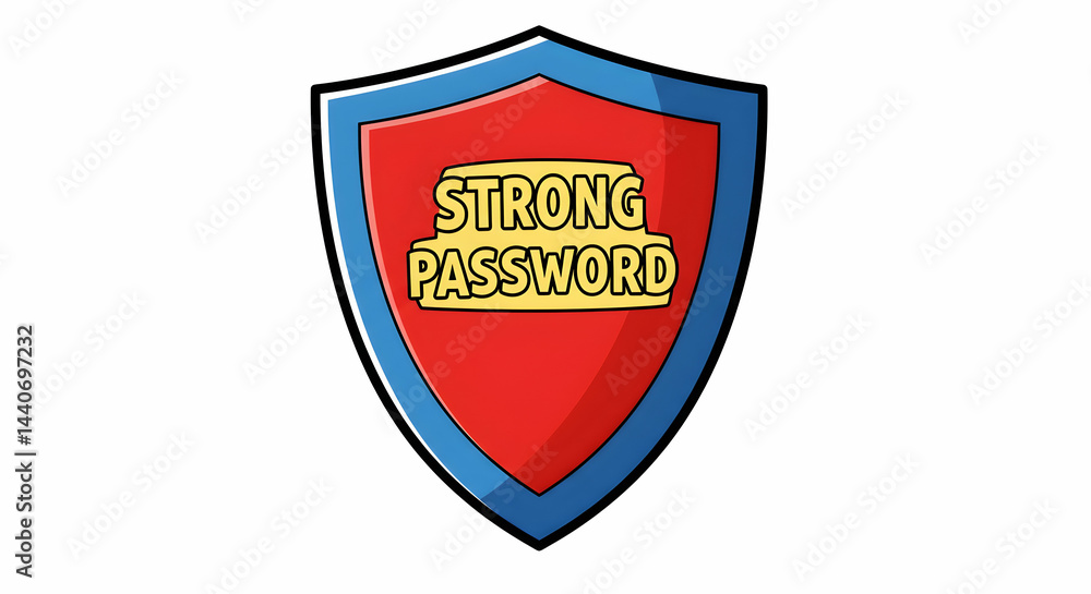 Poster securing online accounts with a strong password on a shield