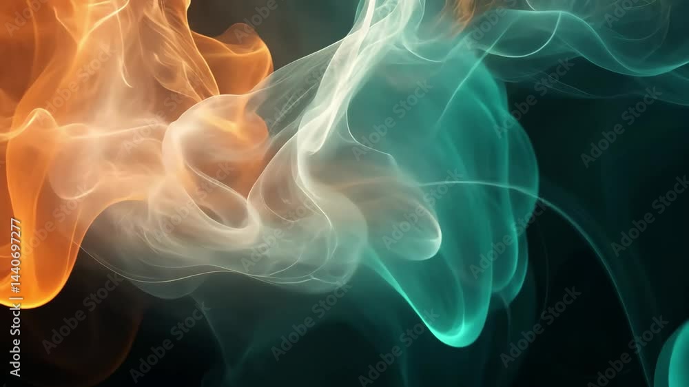 Poster abstract energy waves pulsating in darkness create an ethereal dance of light and color, evoking a s