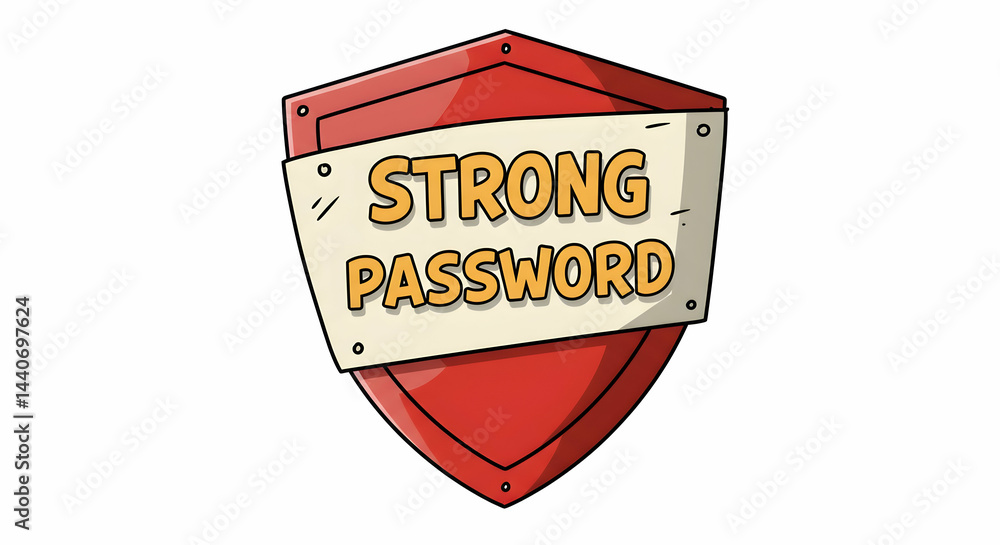 Poster shield displaying strong password for security awareness