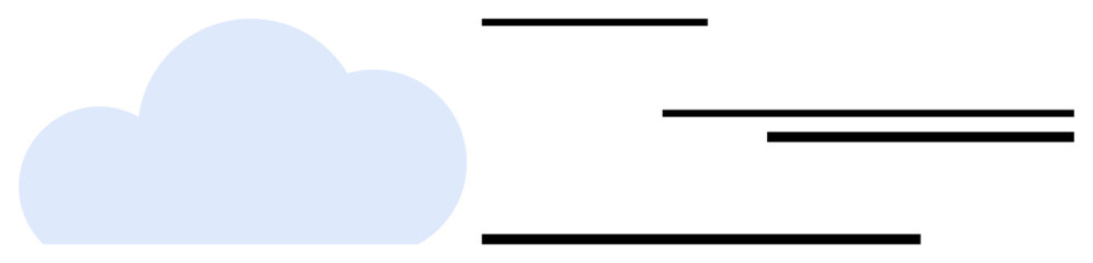 Blue cloud with horizontal lines suggesting motion and communication. Ideal for technology, network, speed, data, cloud computing, innovation, and connectivity. Flat simple metaphor