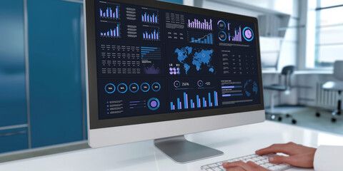 Business data dashboard provide business intelligence analytic for marketing strategy planning brisk with big data set to analyze customer demands and foreseeing business future