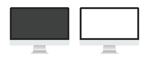 Computer monitor vector, black and white Computer screen illustration for technology and design