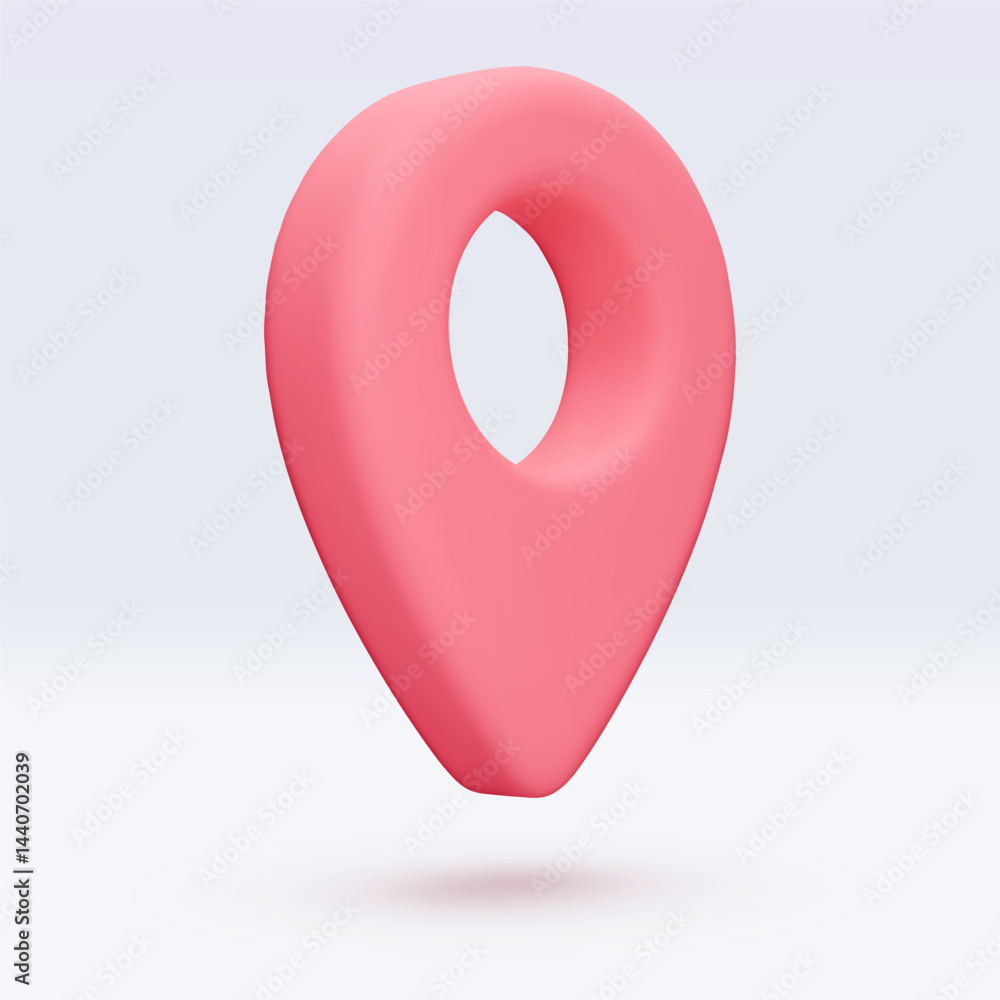 Poster red location pointer, placemark, marker of map, navigation pin sign. 3d gps icon with shadow. sign f