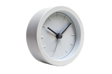 Modern round alarm clock time management device timepiece on transparent background