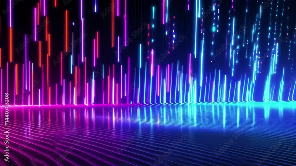 Aufkleber neon binary code pattern dynamically moving in vibrant colors creates a mesmerizing digital display,