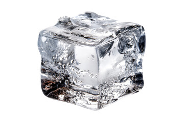 A Single Ice Cube Glistening in the Dark Refreshing Coldness