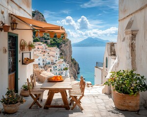 Mediterranean patio with ocean view