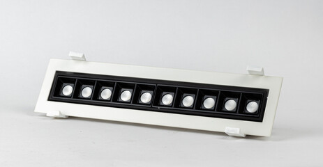 Fototapeta premium Linear magnetic light track Fixture Isolated on White Background