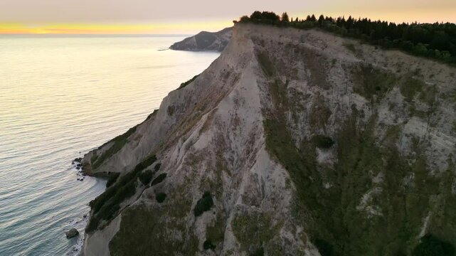 Flight over of coastline at the Corfu island in Greece