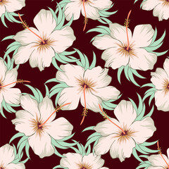 seamless watercolor flowers leaf bunch pattern background design