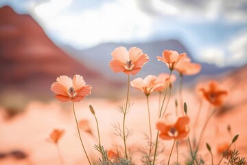 Vibrant orange wildflowers in a desert landscape (1)