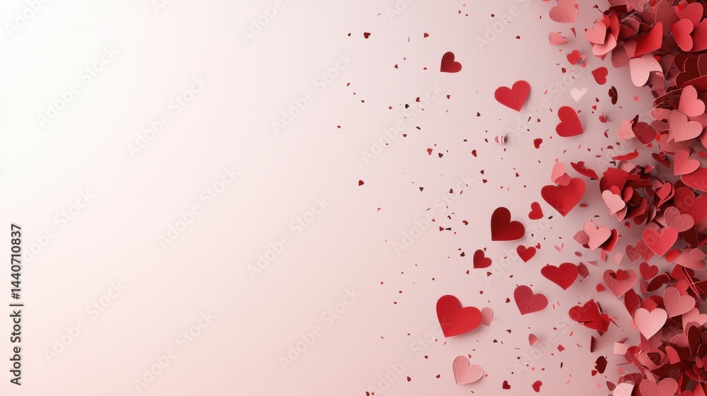 Poster gradient red backgrounds confetti copy space gradient red to pink background with heart shaped confe