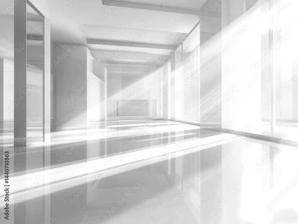Poster abstract architectural space with bright light shining through windows creating a modern and clean a