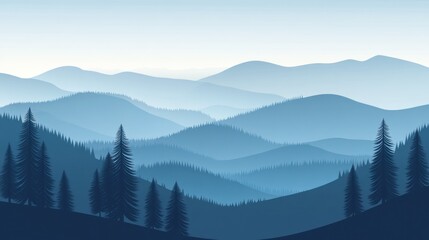 Misty mountain range, tranquil landscape, serene scene, outdoor background, nature wallpaper