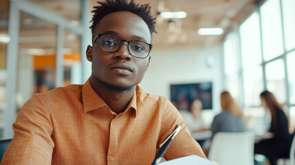 Fototapeta premium Confident young african male professional in office setting