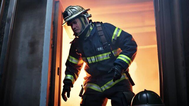 Energetic paramedics respond to a critical emergency at the scene of a fire, showcasing teamwork and quick action during a late-night rescue operation
