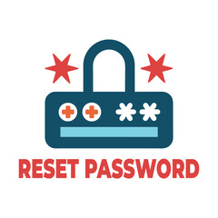 Reset password illustration with padlock data security and protection concept