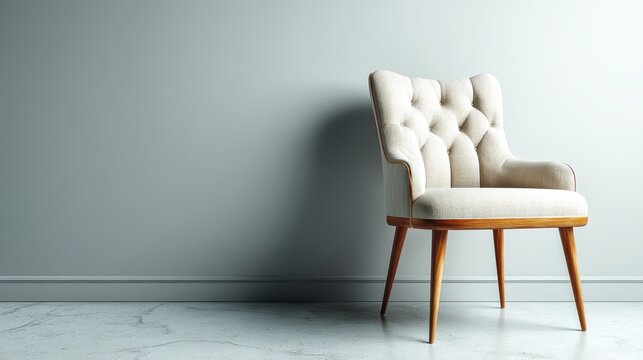 a modern minimalist chair with a clean design on a white isolated background, sleek and stylish look