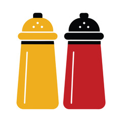 Minimalist vector illustration of salt and pepper shakers on white background