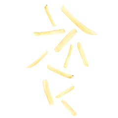 fall drop fried french fries isolated on white background
