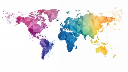 Obraz premium Colourful Silhouette Group Diversity Colorful silhouettes forming a world map, representing global diversity and interconnectedness.