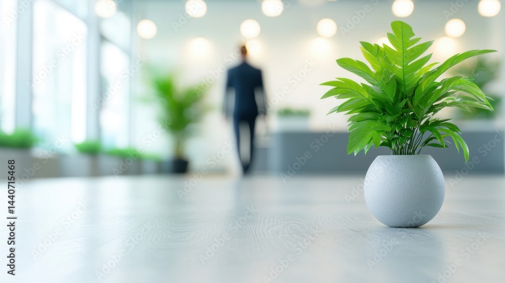 Poster office intelligent solution technology modern office space with people using advanced technology, cl