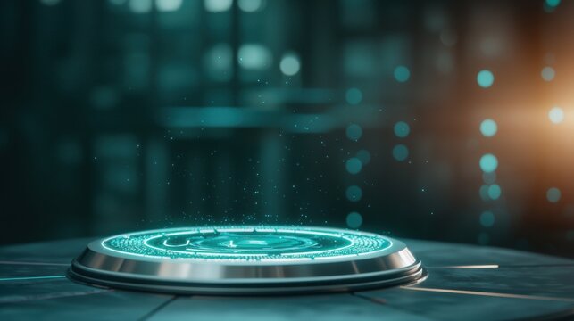 Office Intelligent Solution Technology AI powered software interface on a computer screen, futuristic office setting, represents automation and intelligent solutions