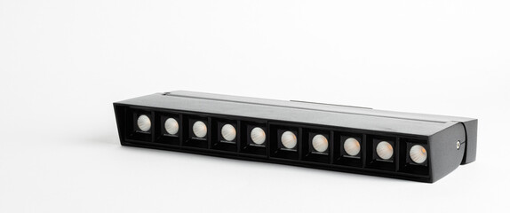 Linear magnetic light track Fixture Isolated on White Background

