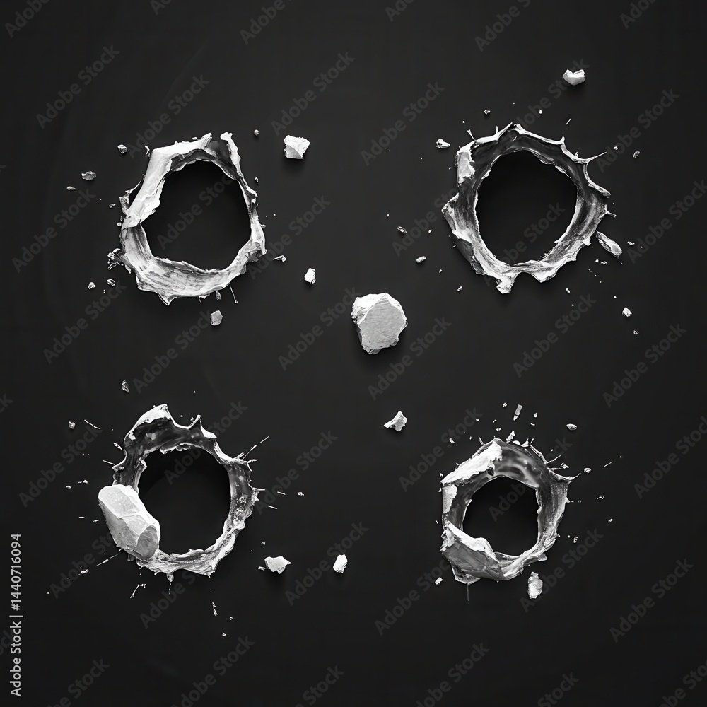 Poster Abstract stone impact with dark background creates a dramatic and visually striking composition with a dynamic and impactful visual effect