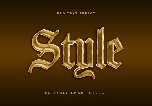 Textured Gold Chrome Text Effect Mockup