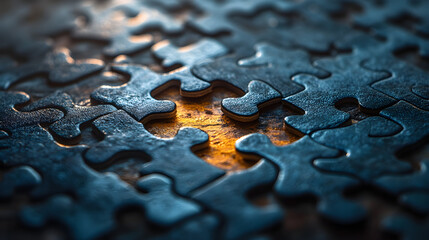 Puzzle missing one piece, symbolizing the idea of searching for a complete solution