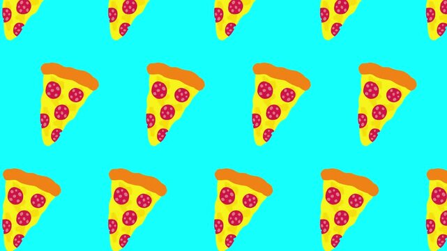 cartoon pepperoni pizza slices animated pattern 4k video footage