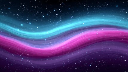 Obraz premium Cosmic waves of blue and pink with twinkling stars. Abstract space scene