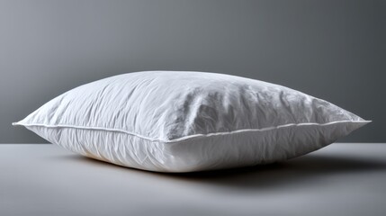 a close-up of a soft and fluffy white pillow on a white isolated background, calming and serene design