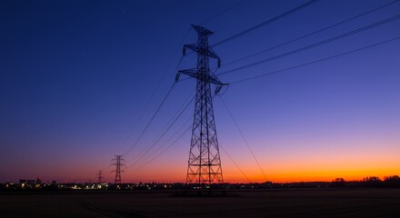 Power Tower Silhouette at Sunset