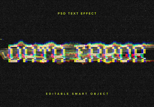Distorted Glitch Text Effect Mockup