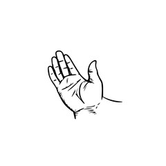 Hand illustration in black and white, for web design, with copy space