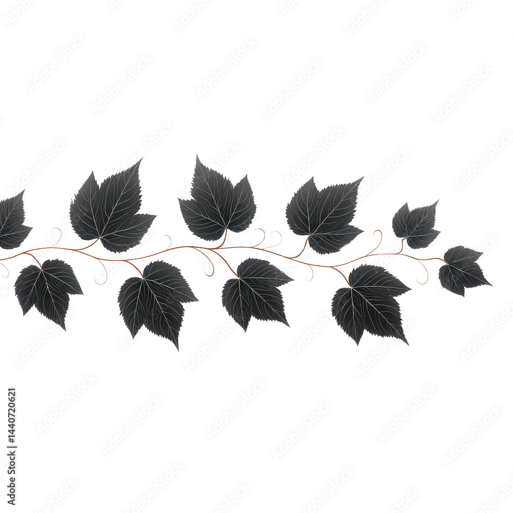 Poster decorative vine with dark leaves and intricate details creates elegant and sophisticated design. del