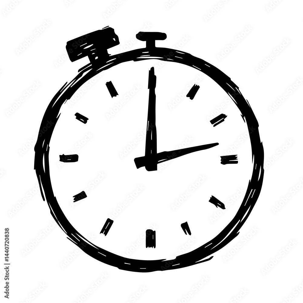 Poster sketch style timer for time management concept, with copy space