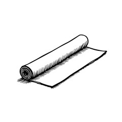 Rolled yoga mat in monochrome sketch style, for wellness blog